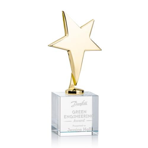 Awards and Trophies - Metal Awards - Tuscany Gold Star on Granby Base - Clear