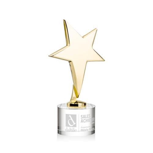 Awards and Trophies - Metal Awards - Tuscany Gold Star on Marvel Base - Clear