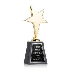 Tuscany Gold Star on Tall Marble Base - Black - Metal Awards