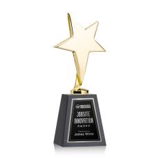 Tuscany Gold Star on Tall Marble Base - Black - Metal Awards