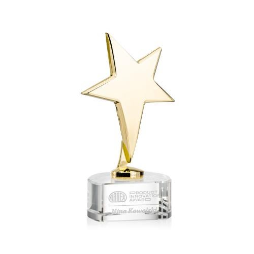 Awards and Trophies - Metal Awards - Tuscany Gold Star on Paragon Base - Clear