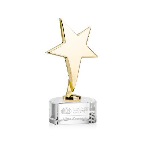 Awards and Trophies - Metal Awards - Tuscany Gold Star on Paragon Base - Clear