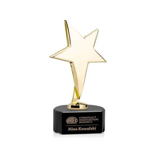 Awards and Trophies - Metal Awards - Tuscany Gold Star on Paragon Base - Black
