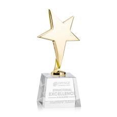 Tuscany Gold Star on Robson Base - Clear - Awards and Trophies
