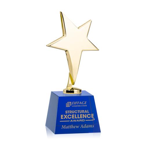 Awards and Trophies - Metal Awards - Tuscany Gold Star on Robson Base - Blue