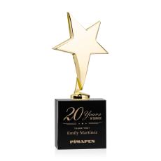 Tuscany Gold Star on Woodlawn Base - Black - Star Awards