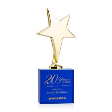Tuscany Gold Star on Woodlawn Base - Blue - Star Awards