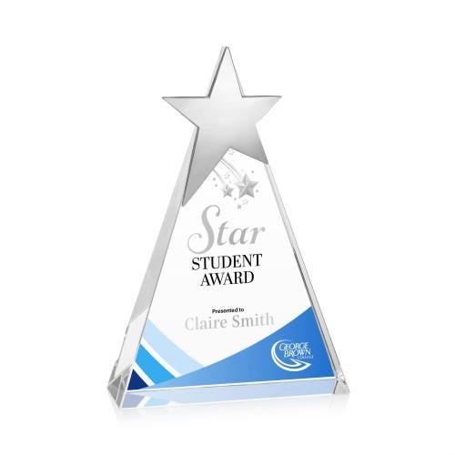 Awards and Trophies - Crystal Awards - Eglinton Chrome Full Color Star Crystal Award