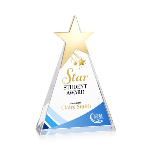 Awards and Trophies - Crystal Awards - Eglinton Gold Full Color Star Crystal Award