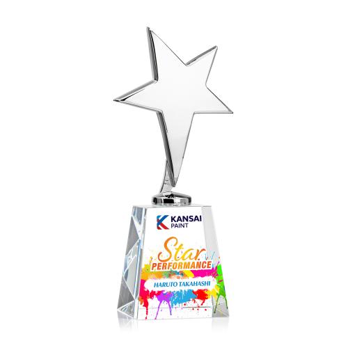 Awards and Trophies - Metal Awards - Tuscany Chrome Full Color Star Celestina Base-Clear Metal Award