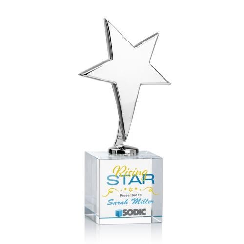 Awards and Trophies - Metal Awards - Tuscany Chrome Full Color Clear on Granby Base Star Metal Award
