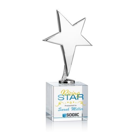 Awards and Trophies - Metal Awards - Tuscany Chrome Full Color Clear on Granby Base Star Metal Award