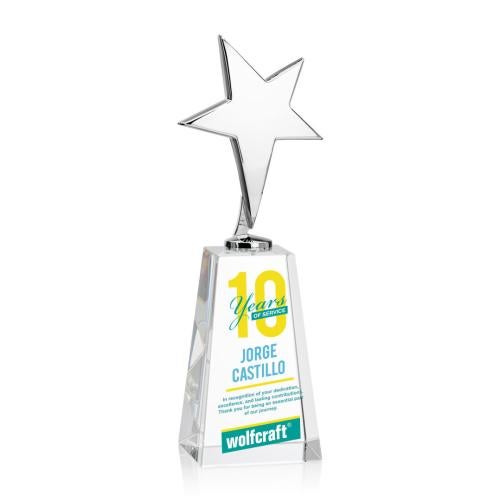 Awards and Trophies - Metal Awards - Tuscany Chrome Full Color Clear on Novita Base Star Metal Award