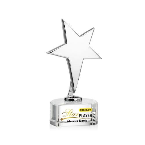 Awards and Trophies - Metal Awards - Tuscany Chrome Full Color Star on Paragon Base-Clear Metal Award