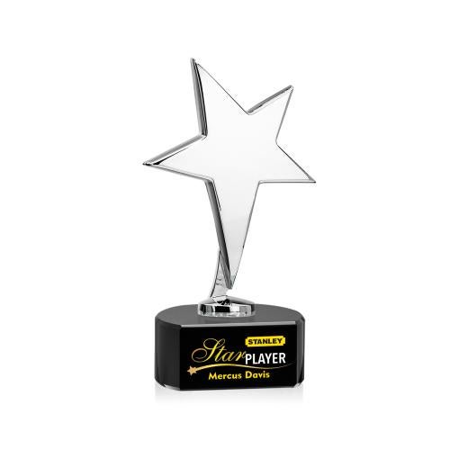 Awards and Trophies - Metal Awards - Tuscany Chrome Full Color Star on Paragon Base-Black Metal Award