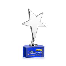 Tuscany Chrome Full Color Blue on Paragon Base Star Metal Award - Metal Awards