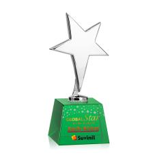 Tuscany Chrome Full Color Green on Robson Base Star Metal Award - Metal Awards