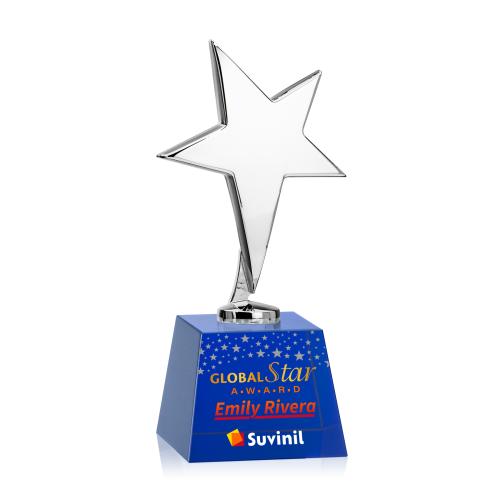 Awards and Trophies - Metal Awards - Tuscany Chrome Full Color  Blue on Robson Base Star Metal Award