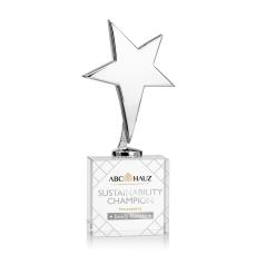 Tuscany Chrome Full Color Star on Woodlawn Base-Clear Metal Award - Full Color Imprint