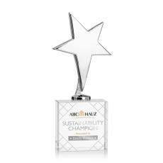 Tuscany Chrome Full Color Clear on Woodlawn Base Star Metal Award - Metal Awards