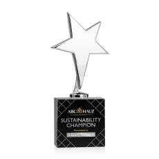 Tuscany Chrome Full Color Star on Woodlawn Base-Black Metal Award - Full Color Imprint