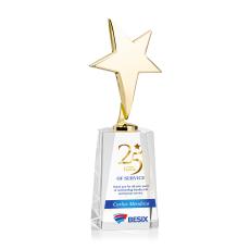 Tuscany Gold Full Color  Clear on Cairns Base Star Metal Award - Full Color Imprint