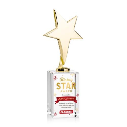 Awards and Trophies - Metal Awards - Tuscany Gold Full Color Clear on Lexington Base Star Metal Award