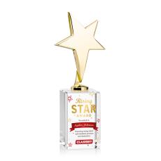 Tuscany Gold Full Color Star on Lexington Base-Clear Metal Award - Full Color Imprint