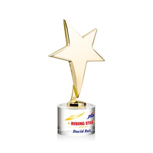 Awards and Trophies - Metal Awards - Tuscany Gold Full Color Clear on Marvel Base Star Metal Award