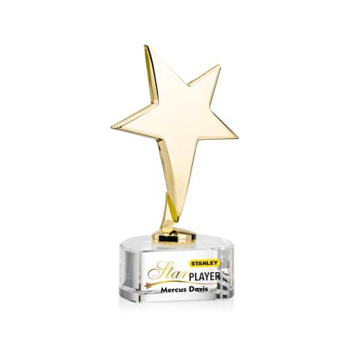 Awards and Trophies - Metal Awards - Tuscany Gold Full Color Clear on Paragon Base Star Metal Award