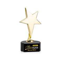 Tuscany Gold Full Color Black on Paragon Base Star Metal Award - Metal Awards
