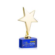Tuscany Gold Full Color Blue on Paragon Base Star Metal Award - Full Color Imprint