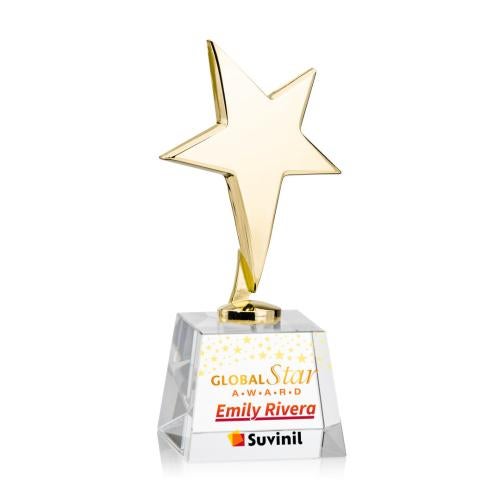 Awards and Trophies - Metal Awards - Tuscany Gold Full Color Clear on Robson Base Star Metal Award