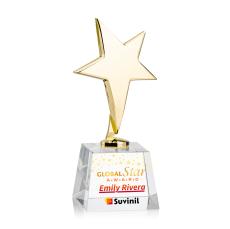 Tuscany Gold Full Color Clear on Robson Base Star Metal Award - Full Color Imprint