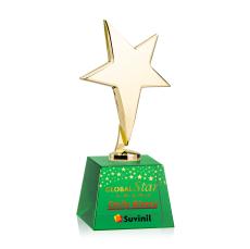 Tuscany Gold Full Color Green on Robson Base Star Metal Award - Full Color Imprint