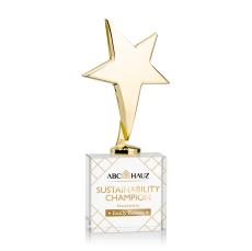 Tuscany Gold Full Color Clear on Woodlawn Base Star Metal Award - Full Color Imprint