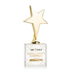 Tuscany Gold Full Color Clear on Woodlawn Base Star Metal Award - Metal Awards