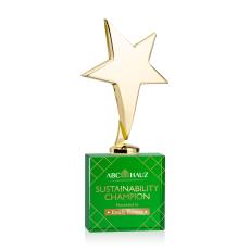 Tuscany Gold Full Color Green on Woodlawn Base Star Metal Award - Metal Awards