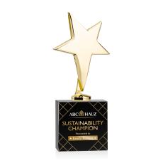 Tuscany Gold Full Color Black on Woodlawn Base Star Metal Award - Full Color Imprint