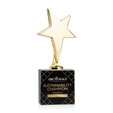 Tuscany Gold Full Color Black on Woodlawn Base Star Metal Award - Metal Awards