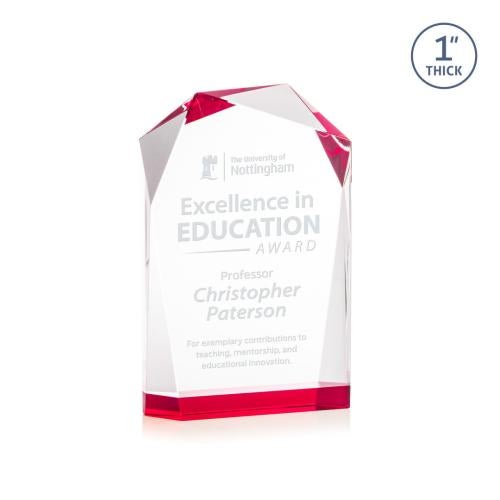 Awards and Trophies - Crystal Awards - Donvale Red Unique Crystal Award