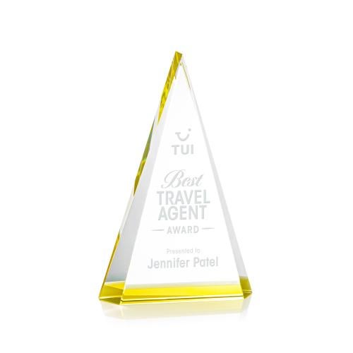 Awards and Trophies - Crystal Awards - Helston Gold Pyramid Crystal Award