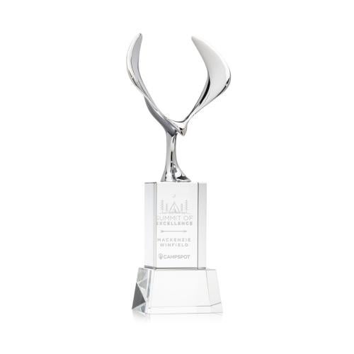 Awards and Trophies - Crystal Awards - Maverick Eagle Clear on Belcroft Base Animals Crystal Award