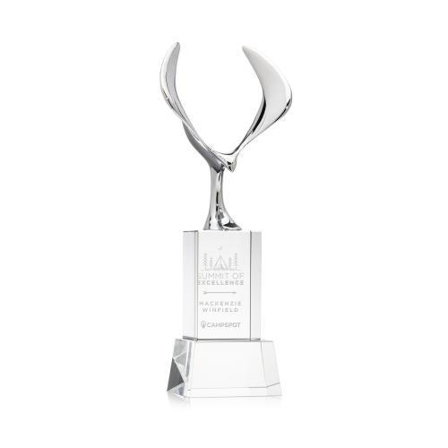 Awards and Trophies - Crystal Awards - Maverick Eagle Clear on Belcroft Base Animals Crystal Award