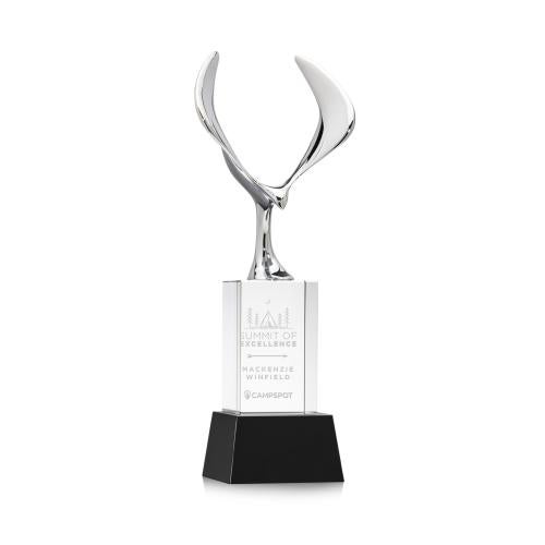 Awards and Trophies - Crystal Awards - Maverick Eagle Black on Belcroft Base Animals Crystal Award