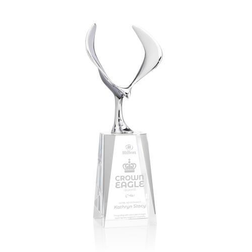 Awards and Trophies - Crystal Awards - Maverick Eagle Clear on Cairns Base Animals Crystal Award