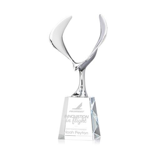 Awards and Trophies - Crystal Awards - Maverick Eagle Clear on Celestina Base Animals Crystal Award