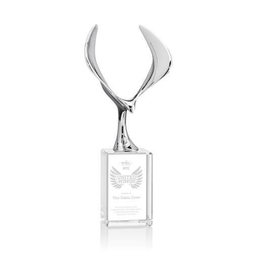 Awards and Trophies - Crystal Awards - Maverick Eagle Clear on Lexington Base Animals Crystal Award