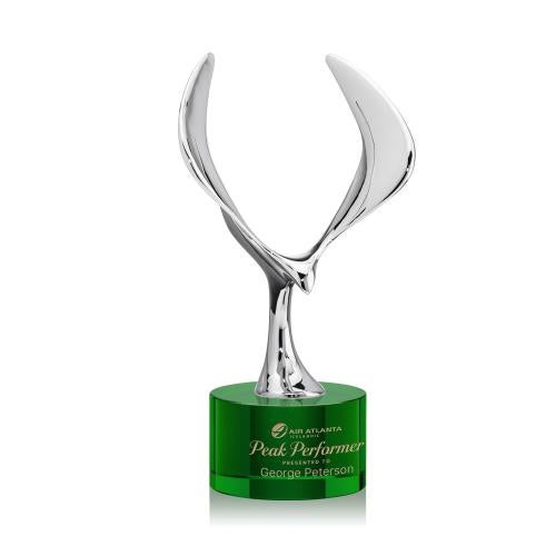 Awards and Trophies - Crystal Awards - Maverick Eagle Green on Marvel Base Animals Crystal Award