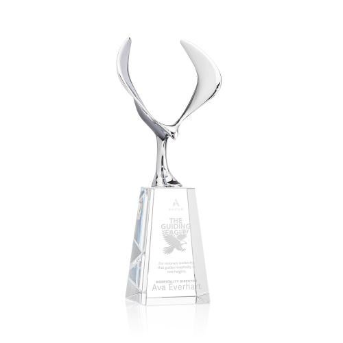 Awards and Trophies - Crystal Awards - Maverick Eagle Clear on Novita Base Animals Crystal Award
